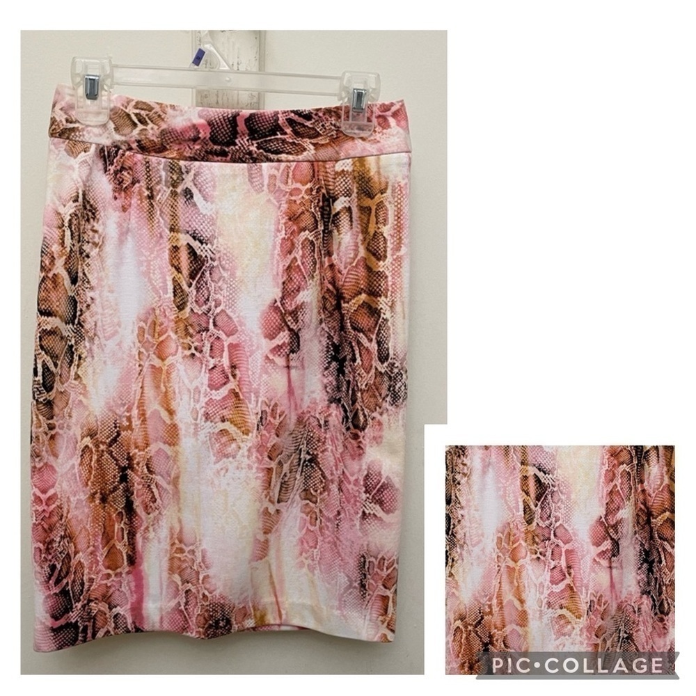 Calvin Klein Pink Snakeskin Print Pencil Skirt Size 4